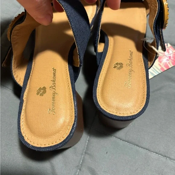 TOMMY BAHAMA Navy Blue Tonia Heeled Sandals Womens Size 8.5 - Picture 2 of 9